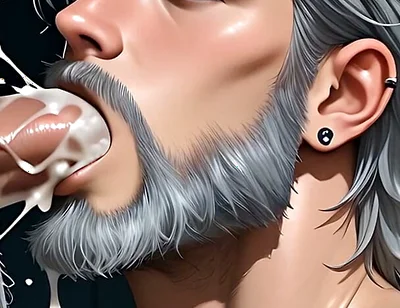 Rugged Silver Bear Deepthroats and Fills Throat with Exploding Cum