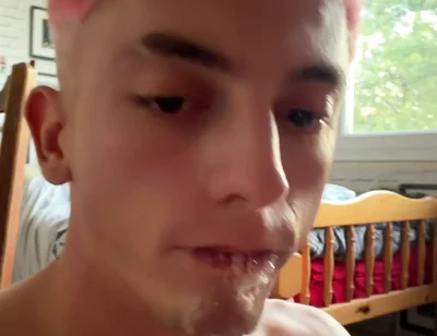 Twink Sucks His Xxl Dildo and Moans