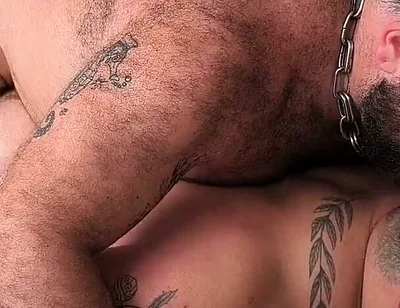 Chair Mount Tattooed Bear Drills Jockstrap Hole Bareback Deep