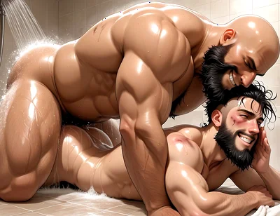 Skater Rebel Takes Load From Dominant Bear in Steamy Shower