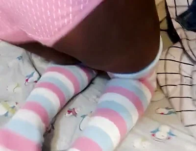 Black Femboy Shows You His Panties Bulge and Ass