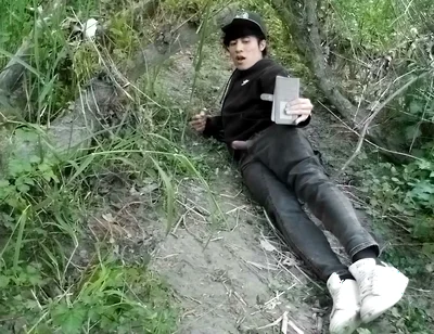 Cute Jon Arteen Gay Twink Jerks off Outdoors, Dry-humps the Air, and Shoots Cum Through a Hole in His Pants