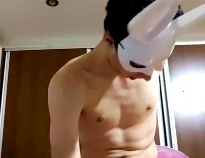 Bunny Looner Is Blowing up His Inflatable Pink Chair and a Big Clear Balloon While Masturbating on Stream