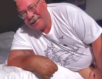 Giant Belly and Man Boobs with a Gorgeous Fat Cucumber