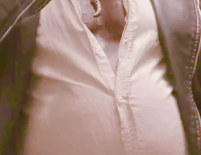 Masked Leather Attired Nipple Play Bloated Belly Smoke