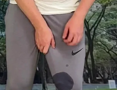 Outdoor Cum in Grey Sweatpants