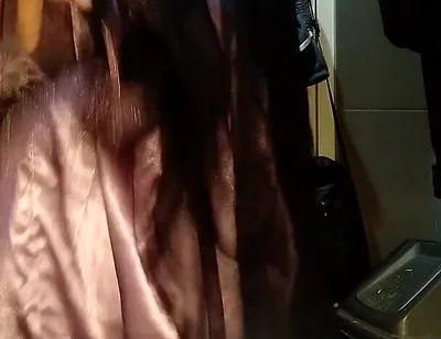 Masturbating Wearing Cute and Gorgeous Satin Longdress