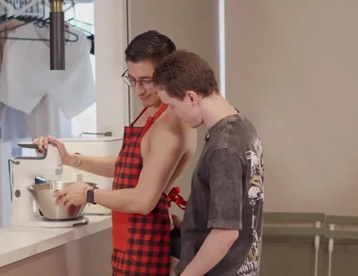 Kitchen Breeding I Caught Him Baking Naked And I Fuck Him Hard Bareback Until Creampie