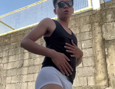 Handsome Asian Boy Outdoor Masturbation