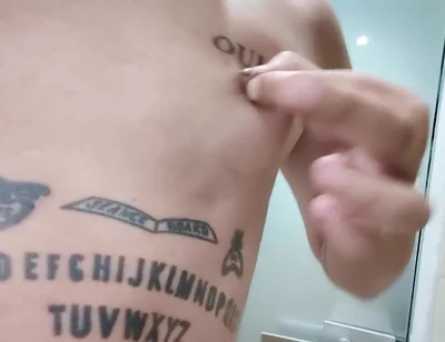 Showing Tattooed Breasts and Pierced Nipples - Squeezing and Touching Breasts - Tits Play