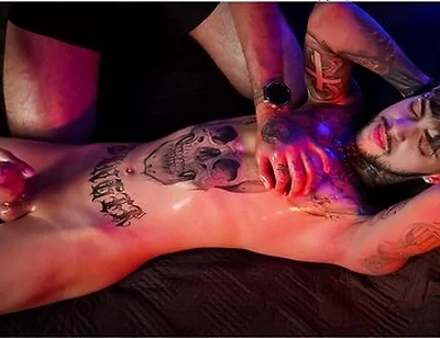 Camilo Brown Giving Intense Handjob To Hot Tattooed Stud Inked Mike Making Him Shoot His Cum