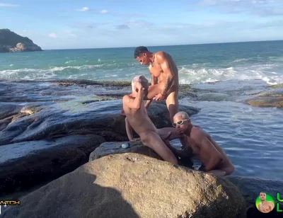 3 Hung Latinos Fuck Bareback Public Beach Hardcore Anal Yuri Diaz