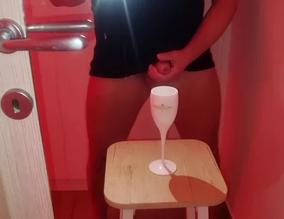 Cum Tasting - Moët & Chandon and a Goblet of Cum Poured by a Nice Big Cock
