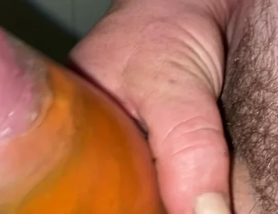 Uncut Cock with Tied Balls Pisses and Cums in Condom