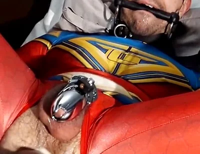 October 2021 Ricky Cage Live Show -- Cock-locked Superhero Takes Dicks in Ass and Mouth!