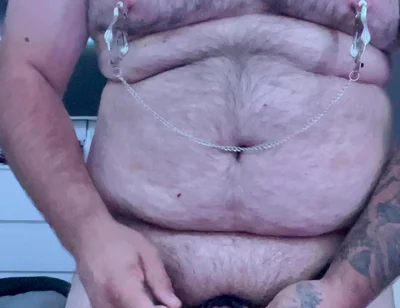 Cock and Ball Bondage with Nipple Clamps and Butt Plug