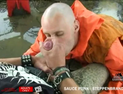 Outdoor punk boys cock sucking