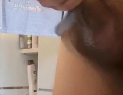 Quick Bathroom Sink Jerkoff with Huge Load of Cum
