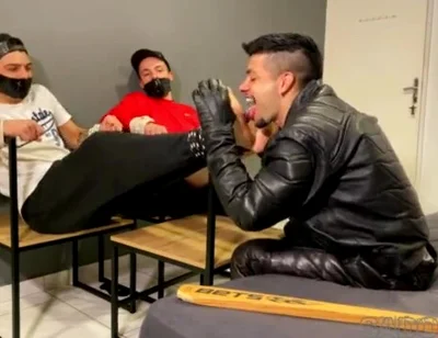 Tickle with tongue leather biker