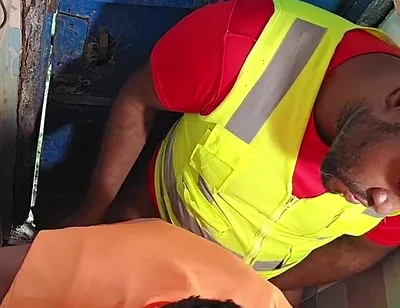 Construction Site Bathroom and Workers