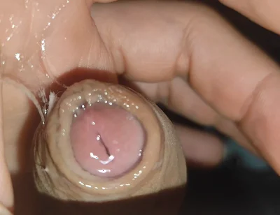 Creamy Pre-cum Slowly Sliding Down the Hole.