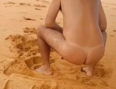 Ladysilva Naked on the Beach Showing off Her Sexy Tan Butt with a Sexy Tan Line