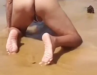 Ladysilva Crossdresser Showing Her Ass in Panties on the Beach
