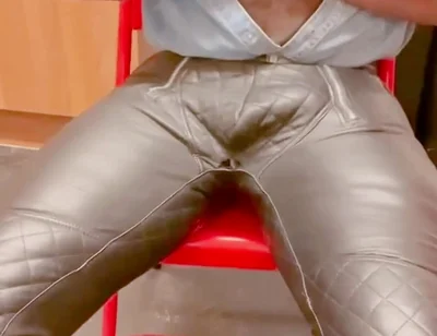 Leather Jeans Wank and Open Shirt Gay Porn Edging Session