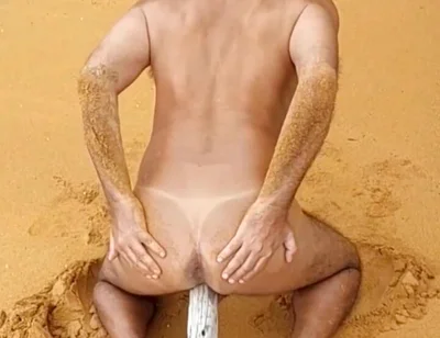 Ladysilva Naked on the Beach Horny with a Cock in Her Ass