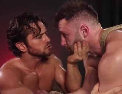 Leather master cock sucking bound boy